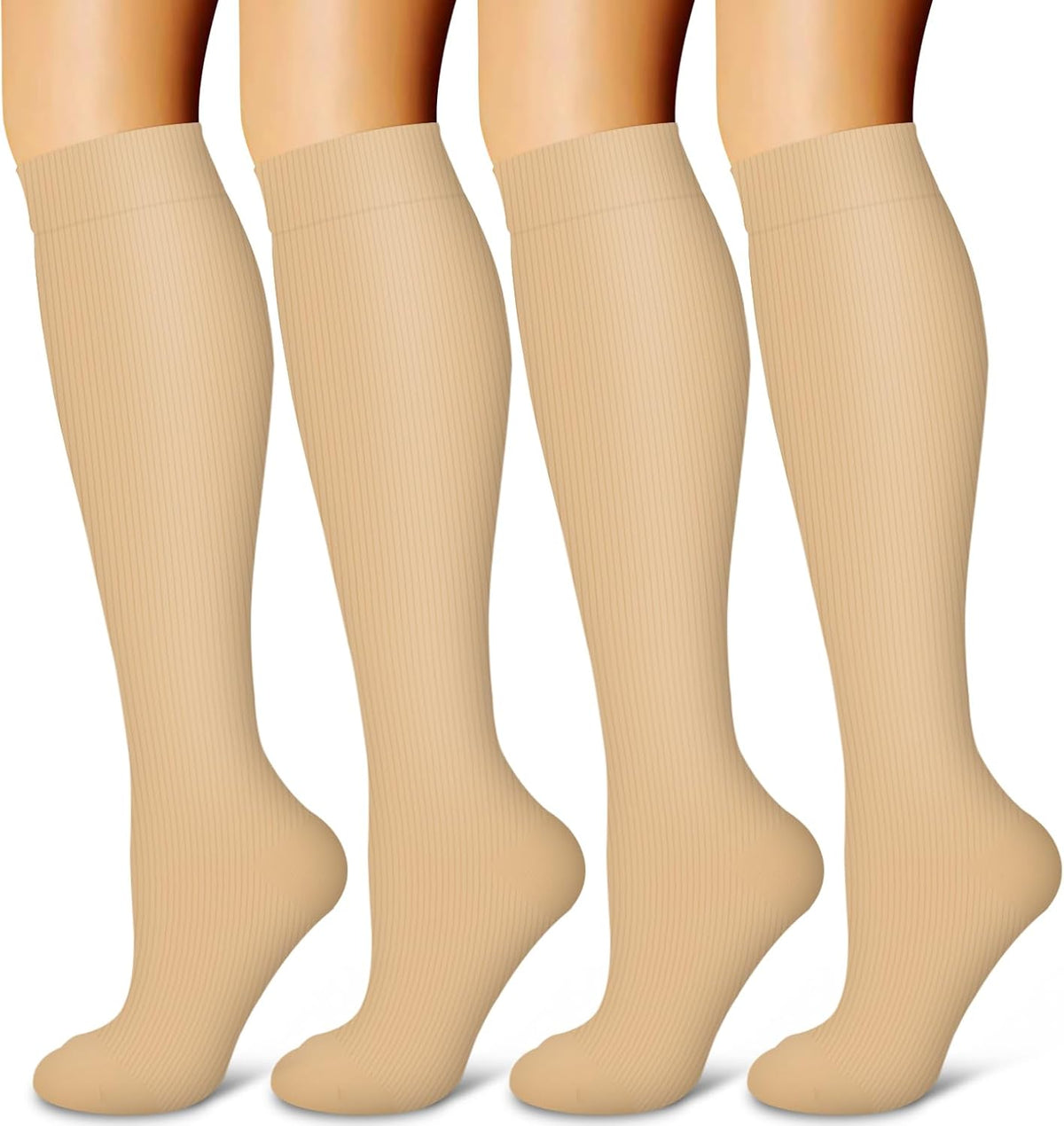 4 Pairs-Compression Socks for Women&Men Circulation-Best Support for Nurses,Running,Athletic