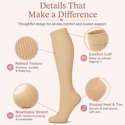 4 Pairs-Compression Socks for Women&Men Circulation-Best Support for Nurses,Running,Athletic