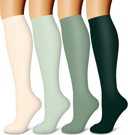 4 Pairs-Compression Socks for Women&Men Circulation-Best Support for Nurses,Running,Athletic
