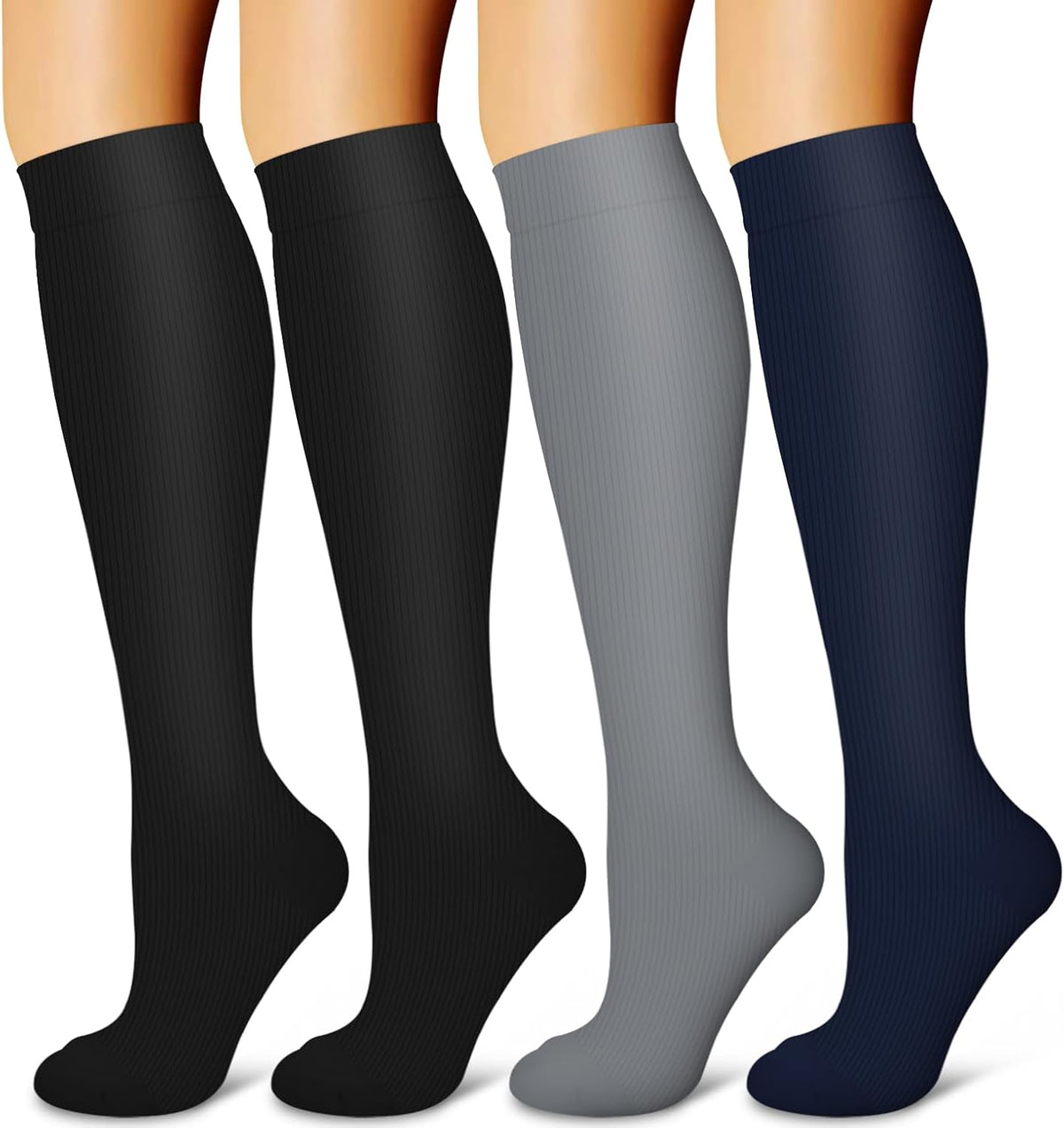 4 Pairs-Compression Socks for Women&Men Circulation-Best Support for Nurses,Running,Athletic