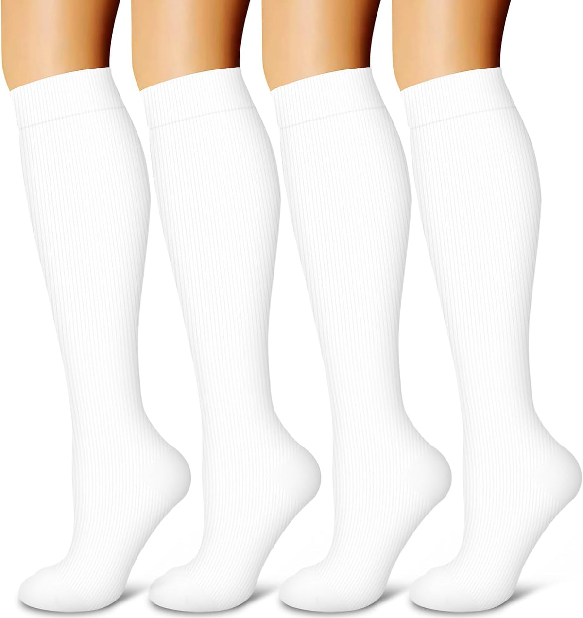 4 Pairs-Compression Socks for Women&Men Circulation-Best Support for Nurses,Running,Athletic