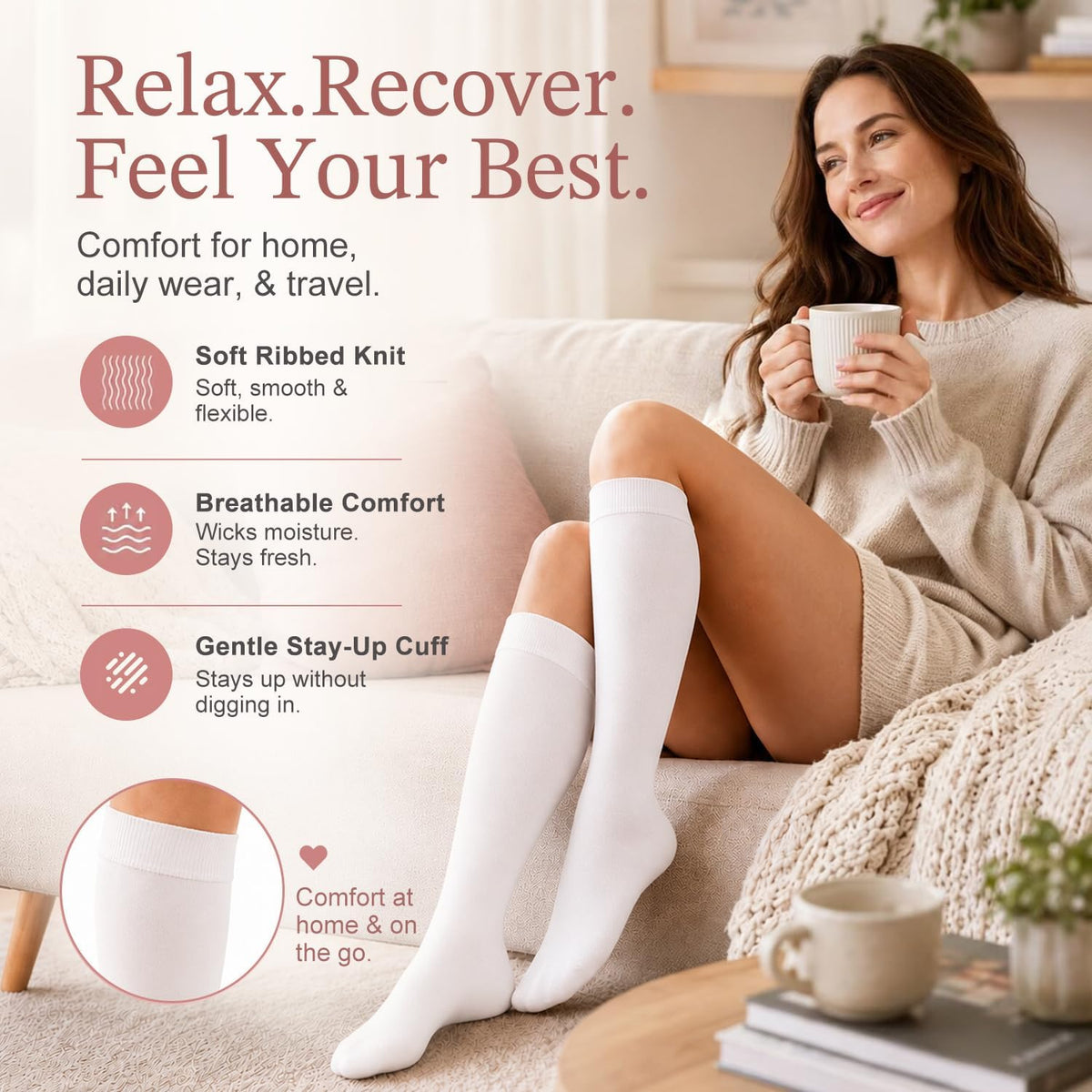 4 Pairs-Compression Socks for Women&Men Circulation-Best Support for Nurses,Running,Athletic