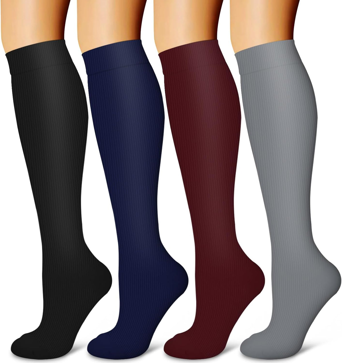 4 Pairs-Compression Socks for Women&Men Circulation-Best Support for Nurses,Running,Athletic