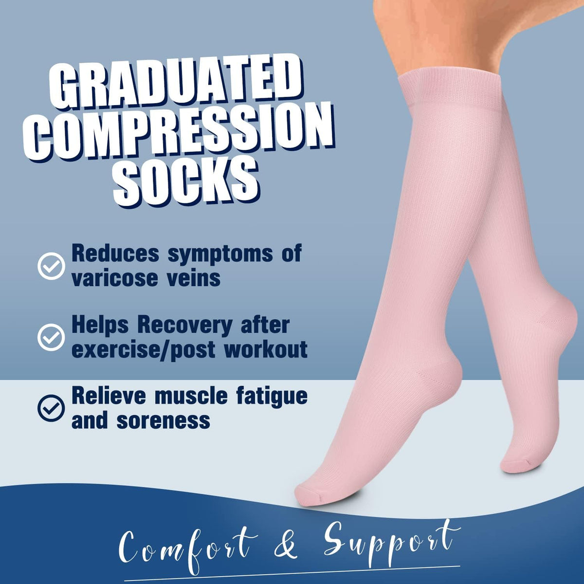 4 Pairs-Compression Socks for Women&Men Circulation-Best Support for Nurses,Running,Athletic