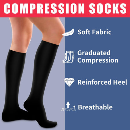 4 Pairs-Compression Socks for Women&Men Circulation-Best Support for Nurses,Running,Athletic