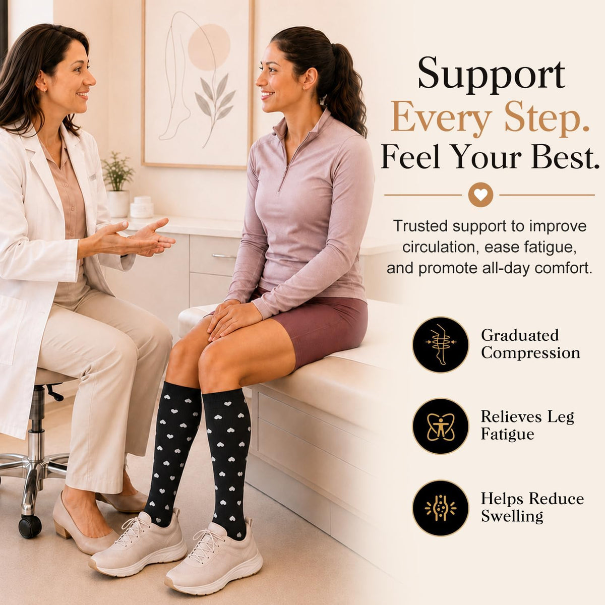 4 Pairs-Compression Socks for Women&Men Circulation-Best Support for Nurses,Running,Athletic