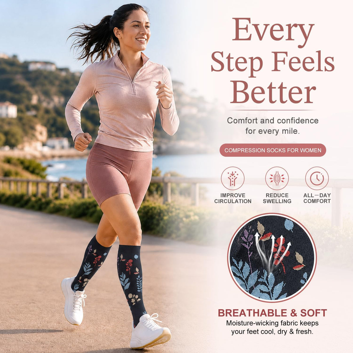 4 Pairs-Compression Socks for Women&Men Circulation-Best Support for Nurses,Running,Athletic