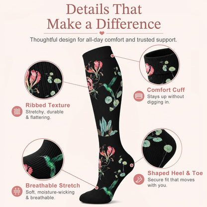 4 Pairs-Compression Socks for Women&Men Circulation-Best Support for Nurses,Running,Athletic