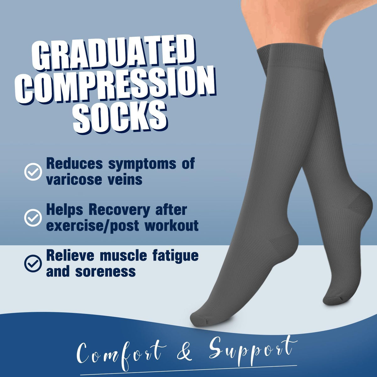 4 Pairs-Compression Socks for Women&Men Circulation-Best Support for Nurses,Running,Athletic