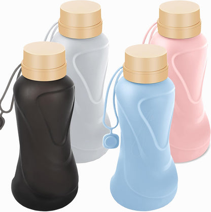 Collapsible Water Bottles,650ml,Leak Proof,Reuseable BPA Free Silicone Foldable Water Bottles,Durable Lightweight for Travel Gym Camping Hiking,Compact Size Portable Sports Water Bottle (Blue)