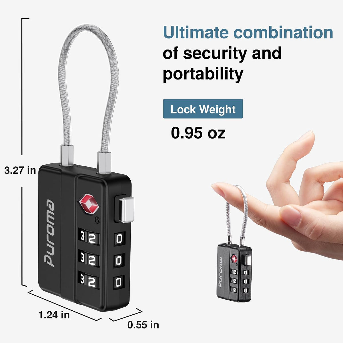 4 Pack TSA Locks for Luggage Lightweight 4-Digit Code Padlock Black