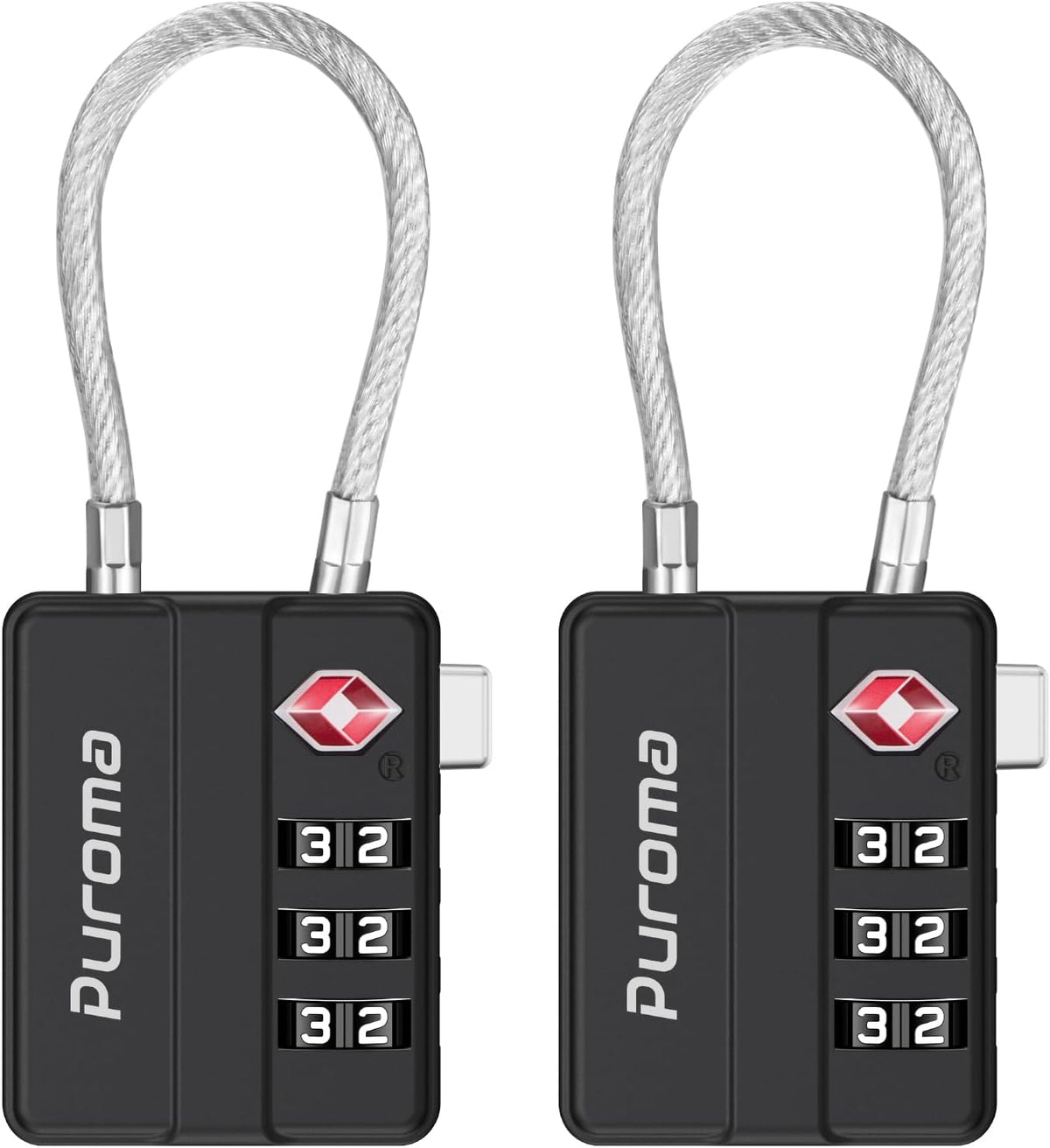 4 Pack TSA Locks for Luggage Lightweight 4-Digit Code Padlock Black