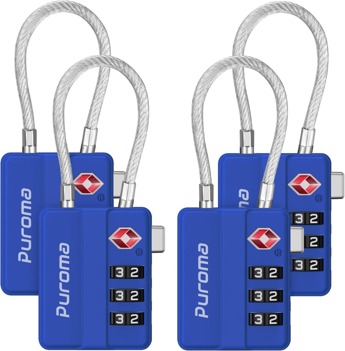 4 Pack TSA Locks for Luggage Lightweight 4-Digit Code Padlock Black