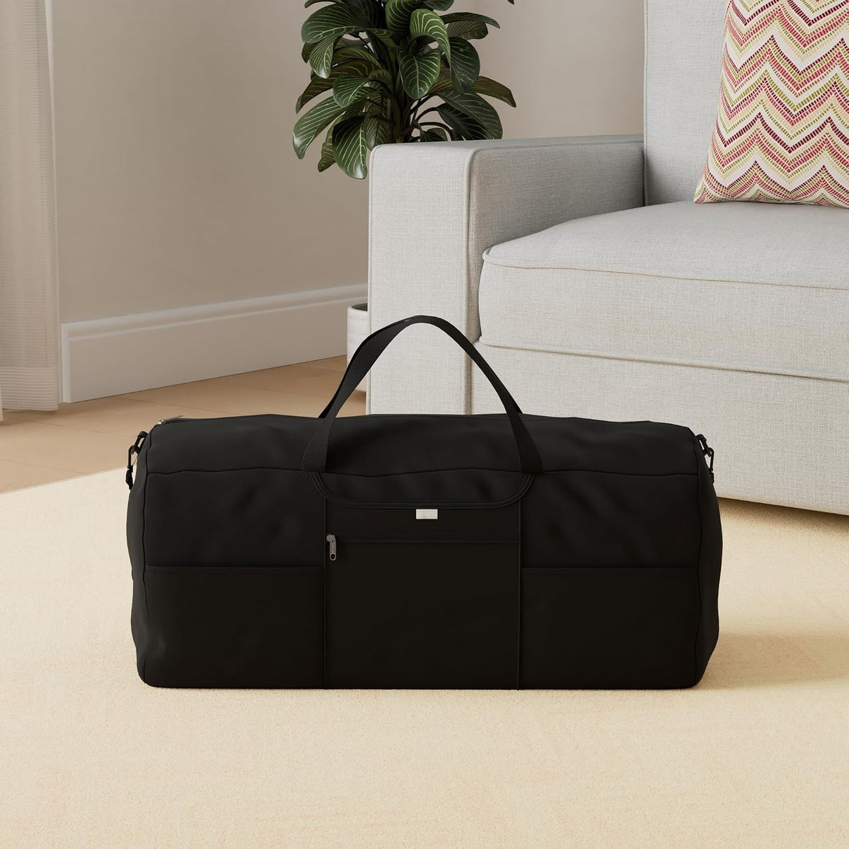Foldaway Packable Duffel Bag, Black, Medium