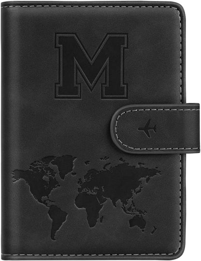 Passport Holder Cover Initail Letter A-Z Travel Wallet 3D Embossed Design RFID Blocking Card Holder Personalized Gift Passport Cover Wallet, Passport Book Holders for Women and Girls, Pink-A