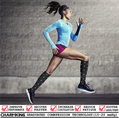 CHARMKING Compression Socks for Women & Men Circulation (8 Pairs) 15-20 mmHg Best Calf Socks Support for Athletic Cycling - Colors A