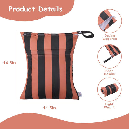 ALVABABY 2pcs Superior Waterproof Wet Dry Bags,Reusable with Two Zippered Pockets, Baby Cloth Diaper Wet Bags,Travel,Beach,Pool,Daycare,Soiled Baby Items,Yoga Gym Bag,Wet bag for Swimsuit