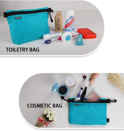 GOX Travel Toiletry Bag, Carry On Small Zipper Pouch, Cosmetic Kit Makeup, Digital Bag, Water Repellent Nylon (Orange)