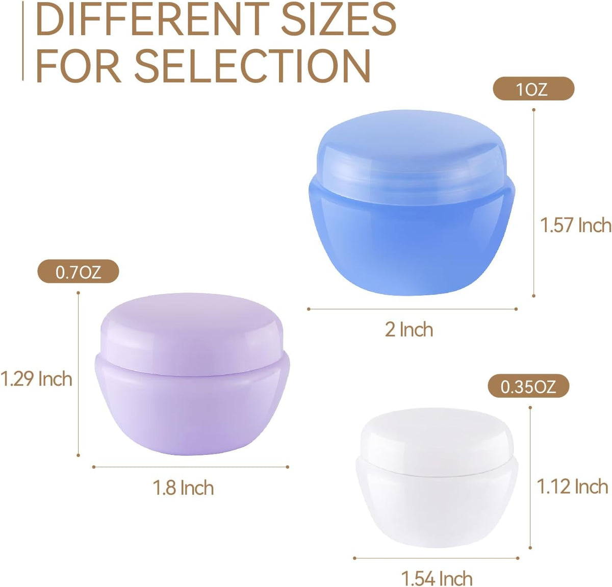 Travel Containers for Toiletries, 3 Size 0.35/0.7/1 OZ Sample Jars, TSA Approved Leak-proof Travel Size Toiletries Containers with Lids for Cosmetic Makeup Face Body Hand Cream