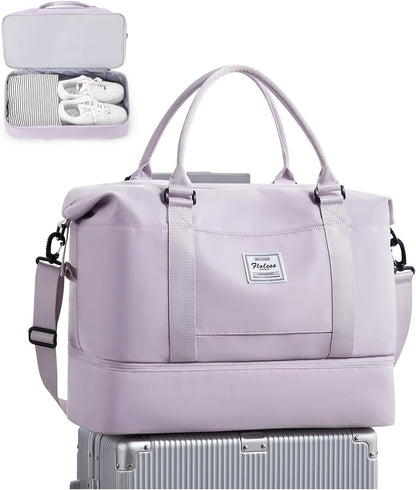 Travel Duffel Bag, Sports Tote Gym Bag, Shoulder Weekender Overnight Bag for Women - Colors A