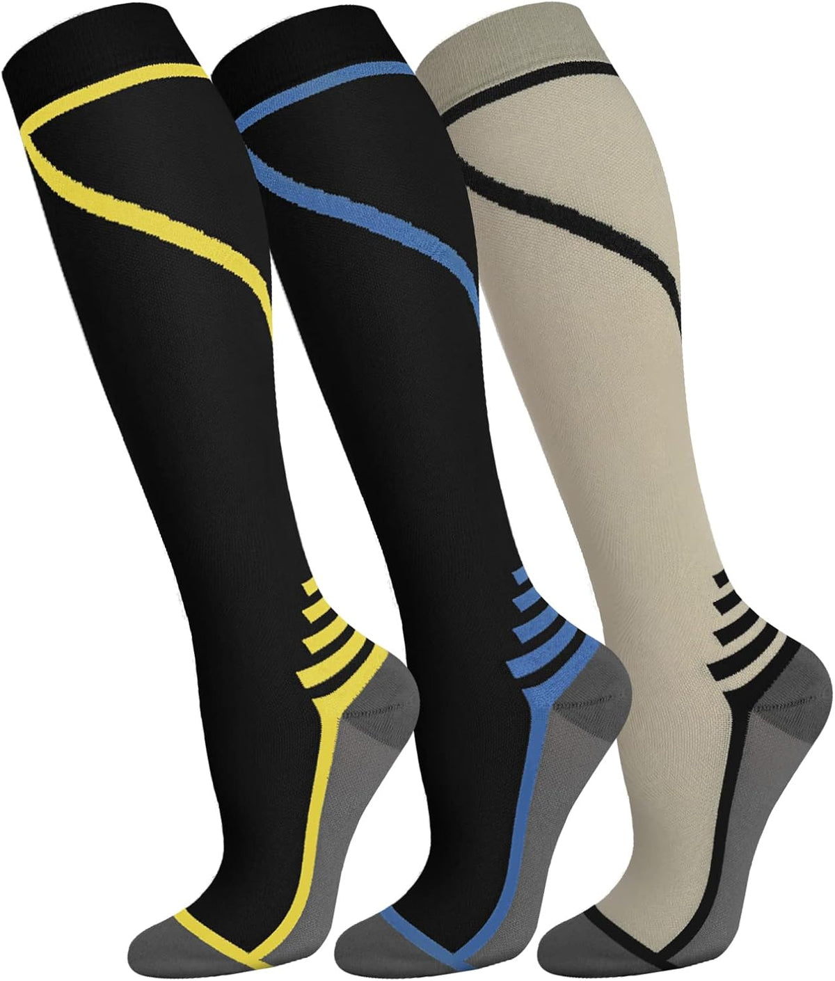 FuelMeFoot 3 Pack Copper Compression Socks - Compression Socks Women & Men Circulation - Best for Medical,Running,Athletic