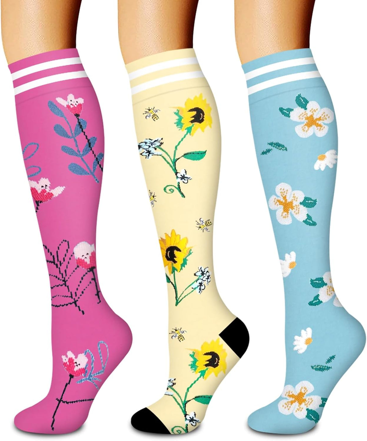 Laite Hebe 3 Pack Medical Compression Sock-Compression Sock For Women and Men Circulation -Best for Running,Nursing,Athletic Sports