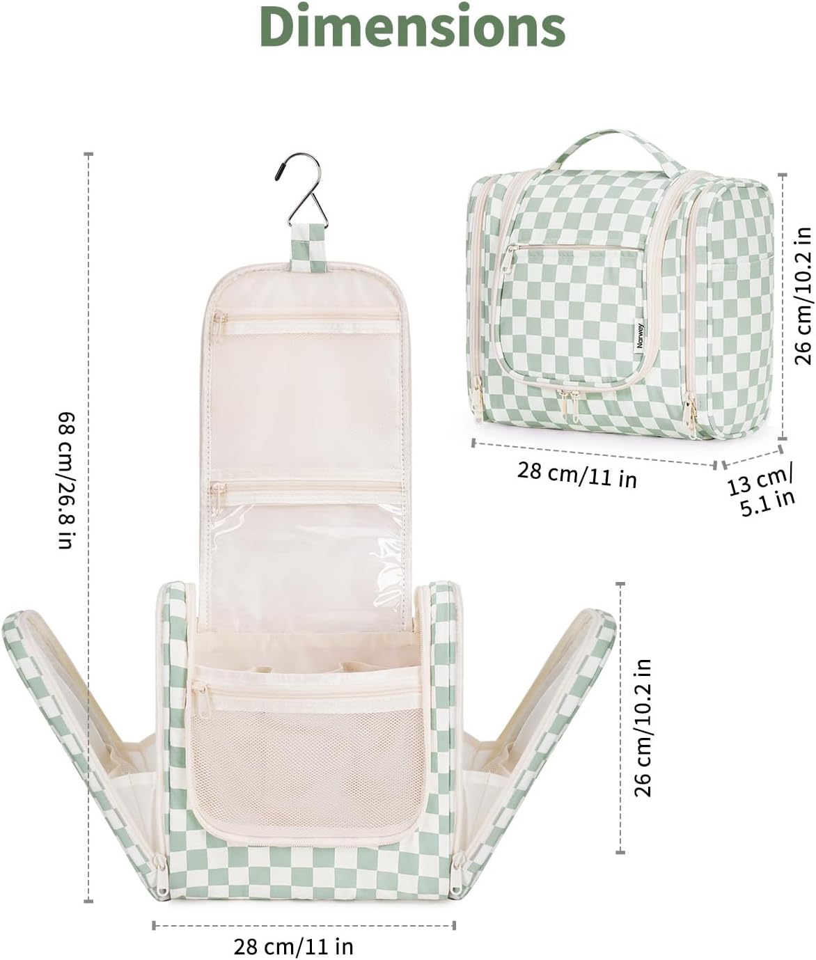 Narwey Hanging Toiletry Bag for Women Travel Makeup Bag Organizer Toiletries Bag for Cosmetics Essentials Accessories
