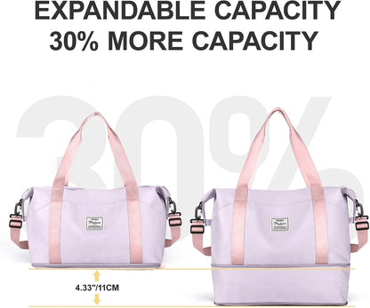 Travel Duffel Bag, Sports Tote Gym Bag, Shoulder Weekender Overnight Bag for Women - Colors B