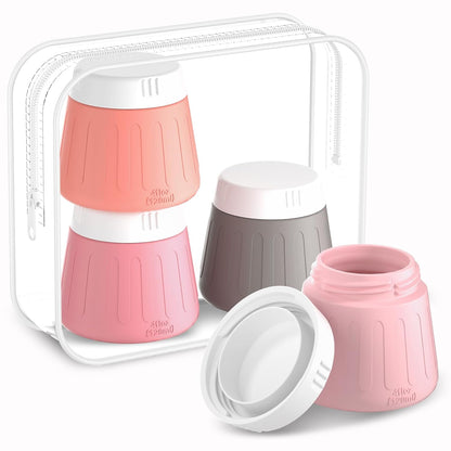 Gemice 4 OZ/120ML Travel Size Containers for Toiletries, Leak-Proof Silicone Slime Jars with Lids, BPA Free Small Round Cosmetic Slime Container for Lotion, Cream, Ointments, Travel Storage (4 Pack)