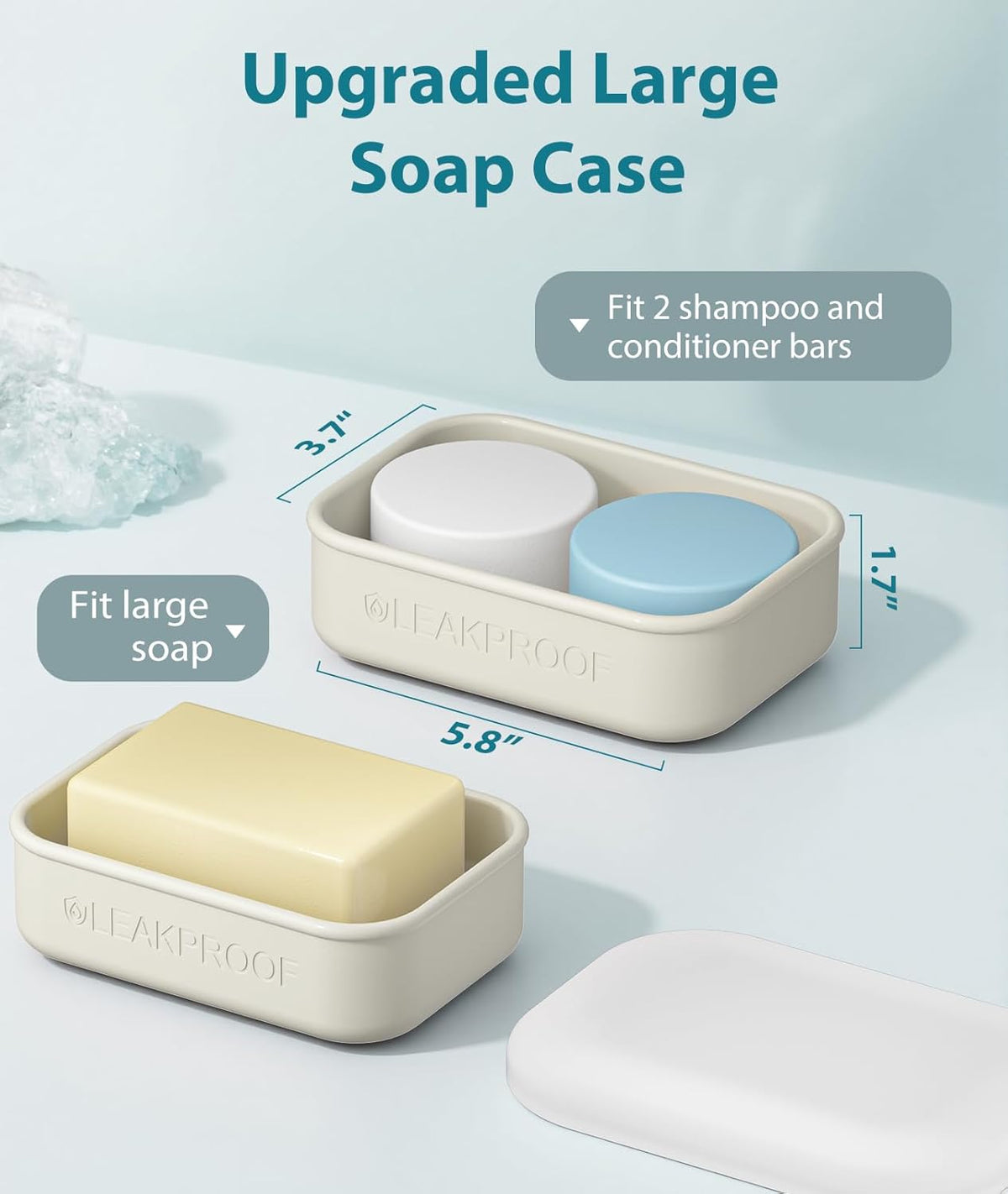 Quatish Compact Leakproof Travel Soap Case, Silicone Soap Box with Draining Layer, Enhanced Soap Container, Suitable for Camping, Gym, Bathroom, Outdoor Essentials, Green