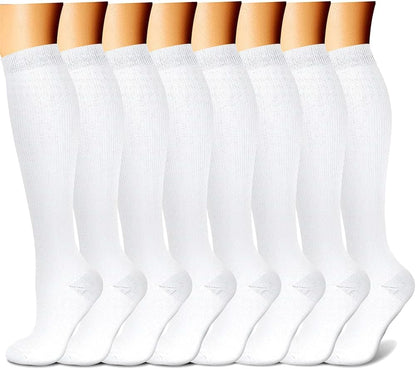 CHARMKING Compression Socks for Women & Men Circulation (8 Pairs) 15-20 mmHg Best Calf Socks Support for Athletic Cycling - Colors B