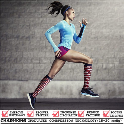CHARMKING Compression Socks for Women & Men Circulation (8 Pairs) 15-20 mmHg Best Calf Socks Support for Athletic Cycling - Colors B