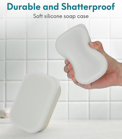 Quatish Compact Leakproof Travel Soap Case, Silicone Soap Box with Draining Layer, Enhanced Soap Container, Suitable for Camping, Gym, Bathroom, Outdoor Essentials, Green