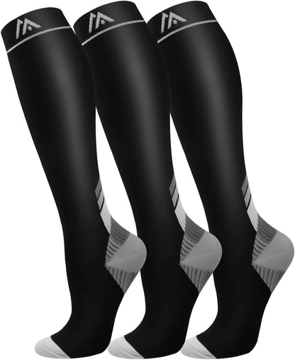 FuelMeFoot 3 Pack Copper Compression Socks - Compression Socks Women & Men Circulation - Best for Medical,Running,Athletic