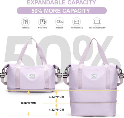 Travel Duffel Bag, Sports Tote Gym Bag, Shoulder Weekender Overnight Bag for Women - Colors A
