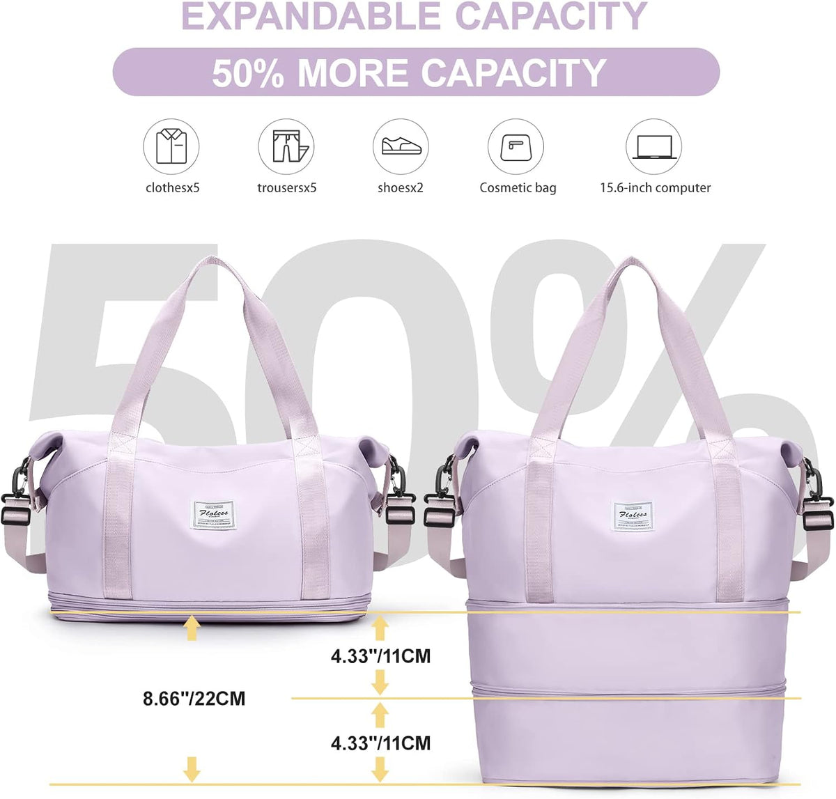 Travel Duffel Bag, Sports Tote Gym Bag, Shoulder Weekender Overnight Bag for Women - Colors A