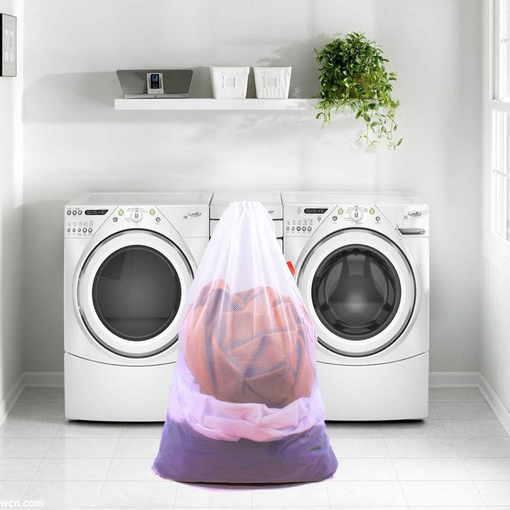 2 Pack Mesh Laundry Bags, 24 x 36 Inches Heavy Duty Drawstring Bag, Factories, College, Dorm, Travel and Apartment Dwellers, Black