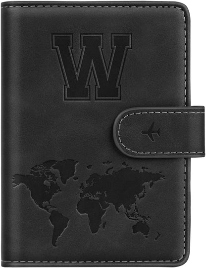 Passport Holder Cover Initail Letter A-Z Travel Wallet 3D Embossed Design RFID Blocking Card Holder Personalized Gift Passport Cover Wallet, Passport Book Holders for Women and Girls, Pink-A