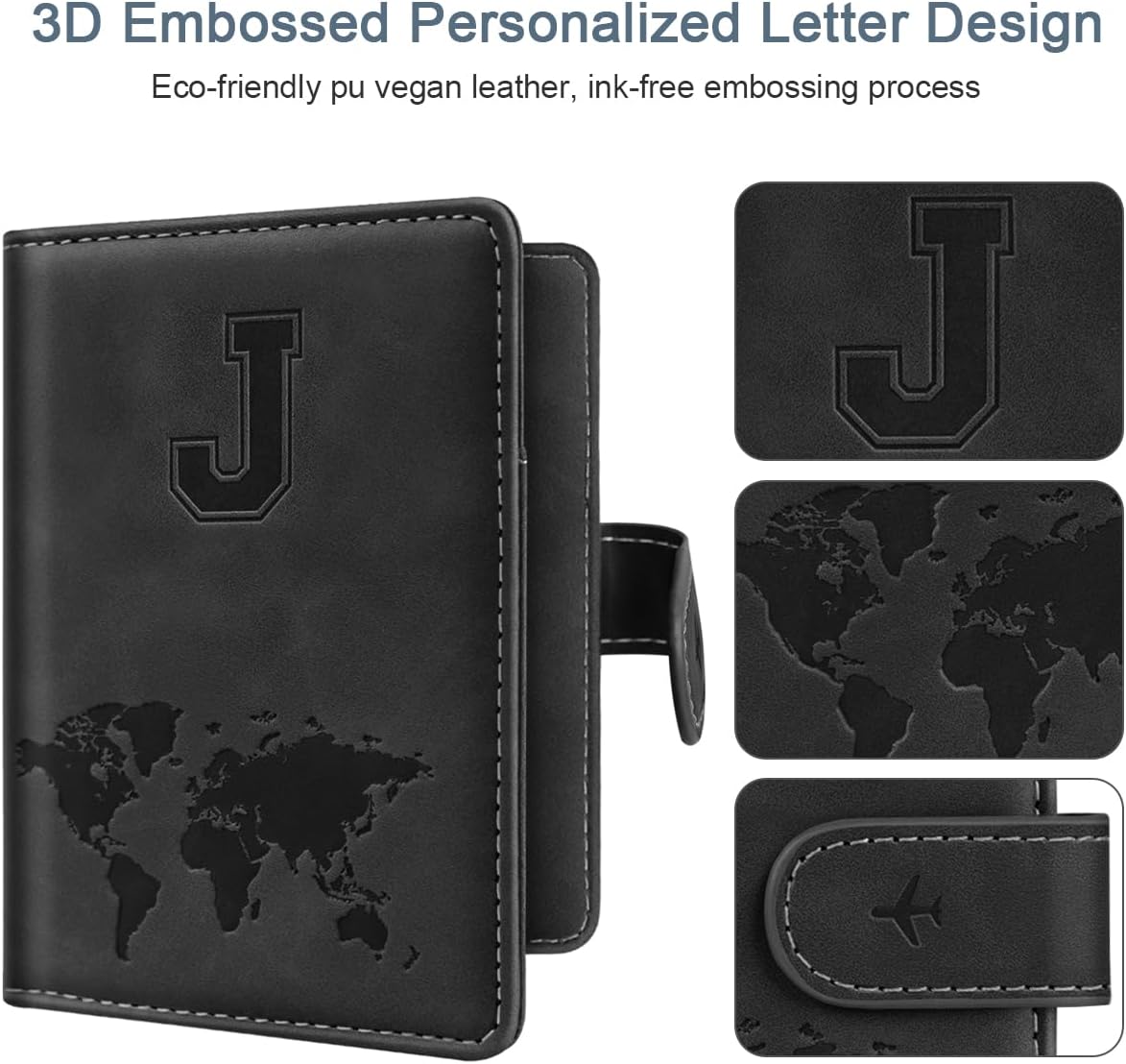 Passport Holder Cover Initail Letter A-Z Travel Wallet 3D Embossed Design RFID Blocking Card Holder Personalized Gift Passport Cover Wallet, Passport Book Holders for Women and Girls, Pink-A