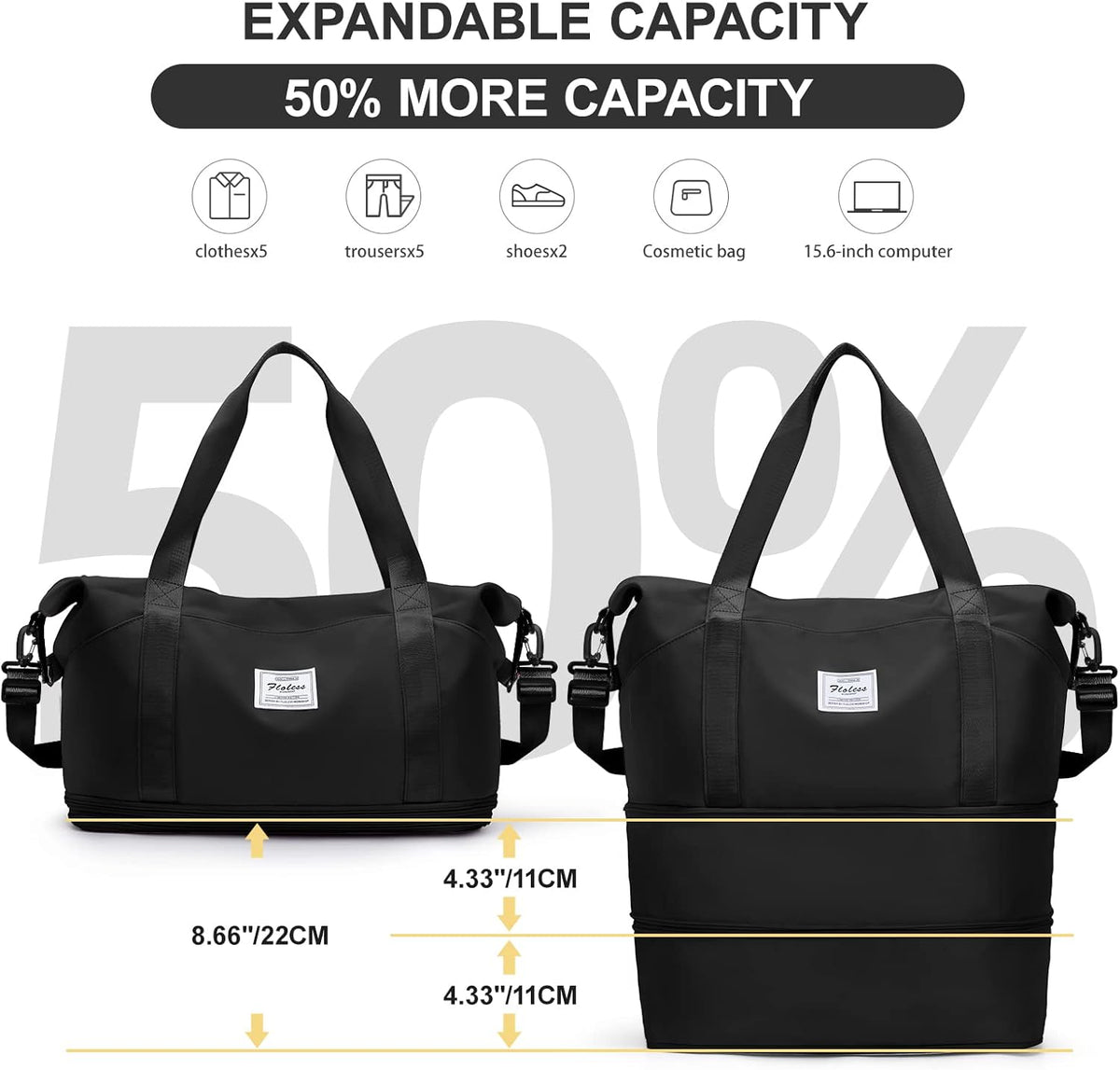 Travel Duffel Bag, Sports Tote Gym Bag, Shoulder Weekender Overnight Bag for Women - Colors B