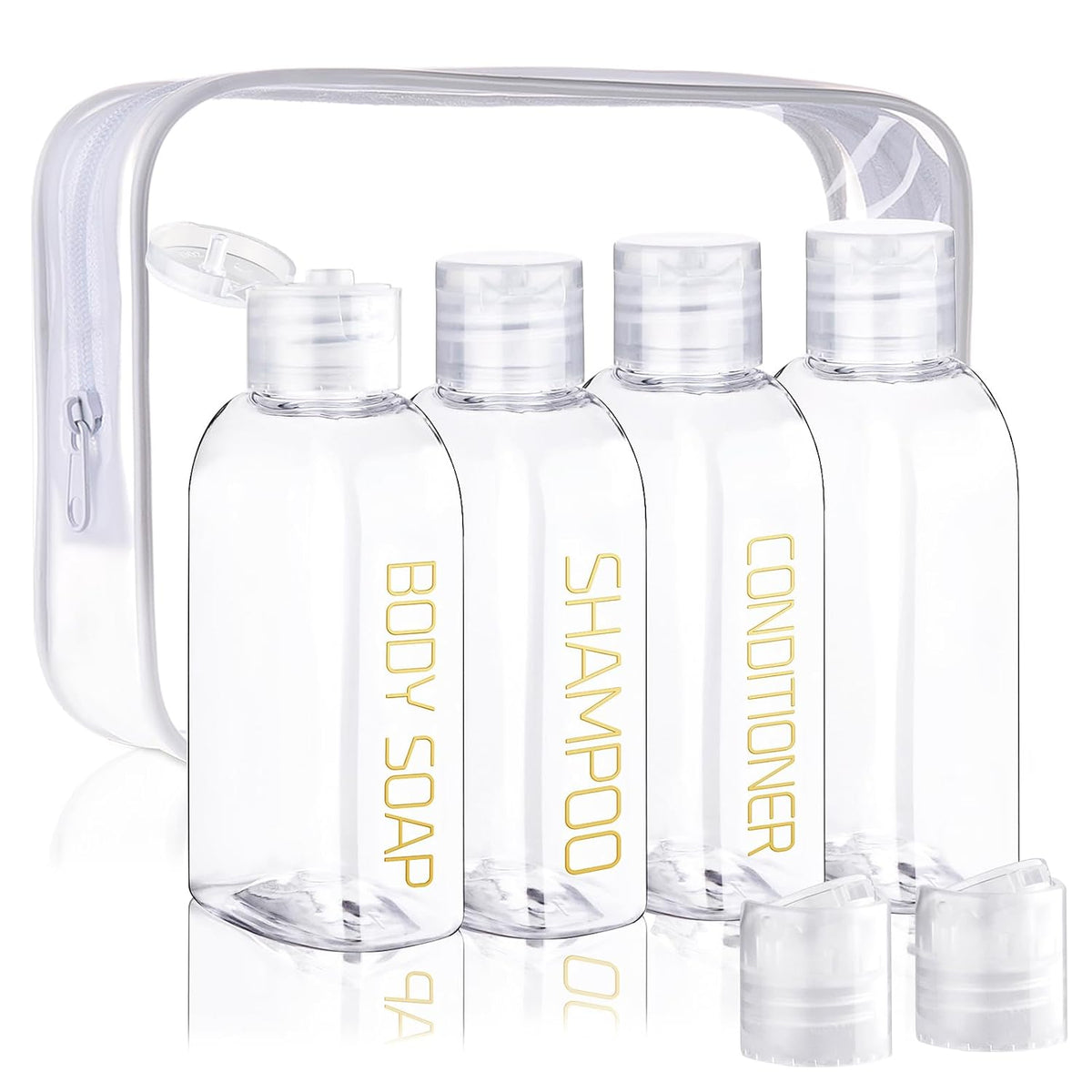 Cosywell Travel Bottles for Toiletries 4pcs 3.4oz Travel Shampoo and Conditioner Bottles TSA Approved Travel Size Containers Leak Proof Small Plastic Squeeze Bottles with Flip Cap