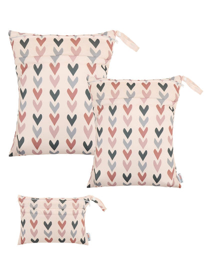 ALVA ALVABABY 3pcs Baby Cloth Diaper Wet/Dry Bags|Waterproof Reusable with Two Pockets|Travel, Beach, Pool, Daycare, Soiled Baby Items,Yoga,Gym Bag for Swimsuits or Wet Clothes 3L-ZM09 - Colors B