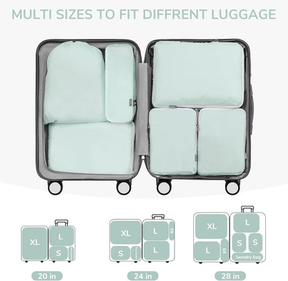 CherryNow Compression Packing Cubes, 7 Set Packing Cubes Compression, Travel Essentials, Travel Organizer for Shoes, Clothing, Grey
