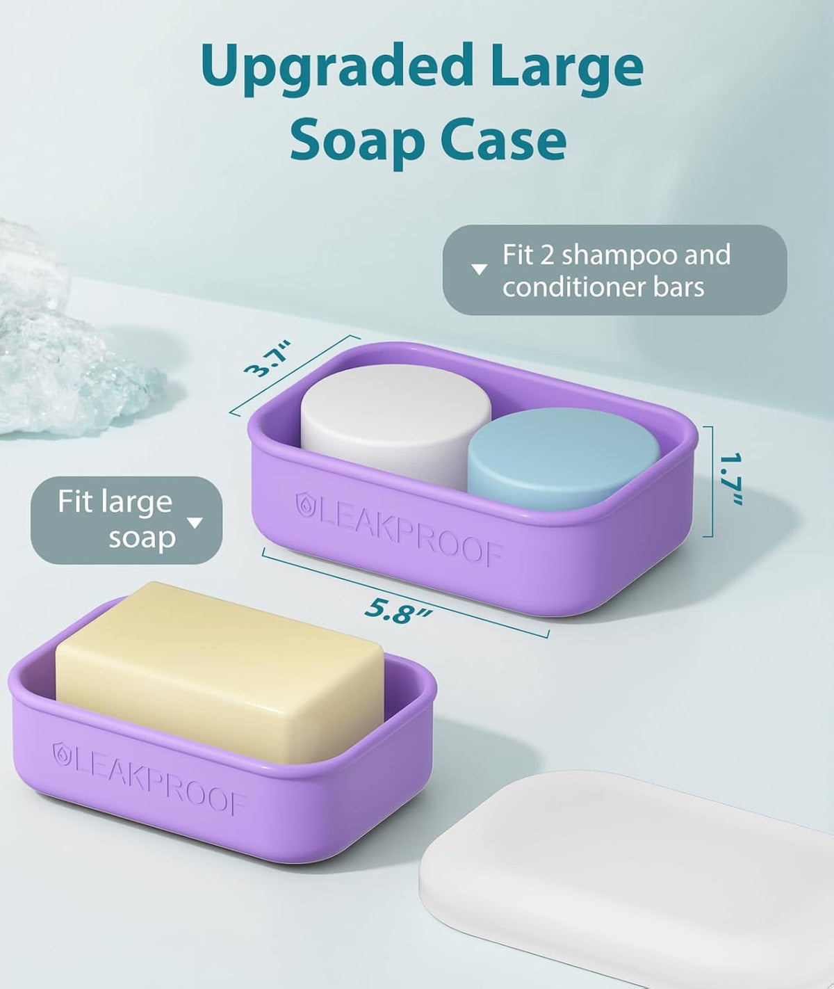 Quatish Compact Leakproof Travel Soap Case, Silicone Soap Box with Draining Layer, Enhanced Soap Container, Suitable for Camping, Gym, Bathroom, Outdoor Essentials, Green