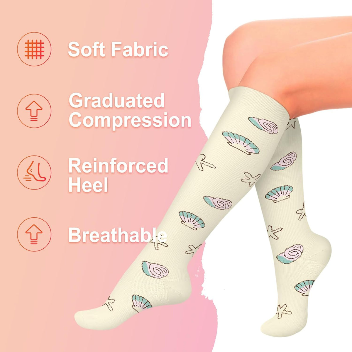 4 Pairs Compression Socks for Women Circulation-Best Support for Nurses,Running,Athletic,Travel