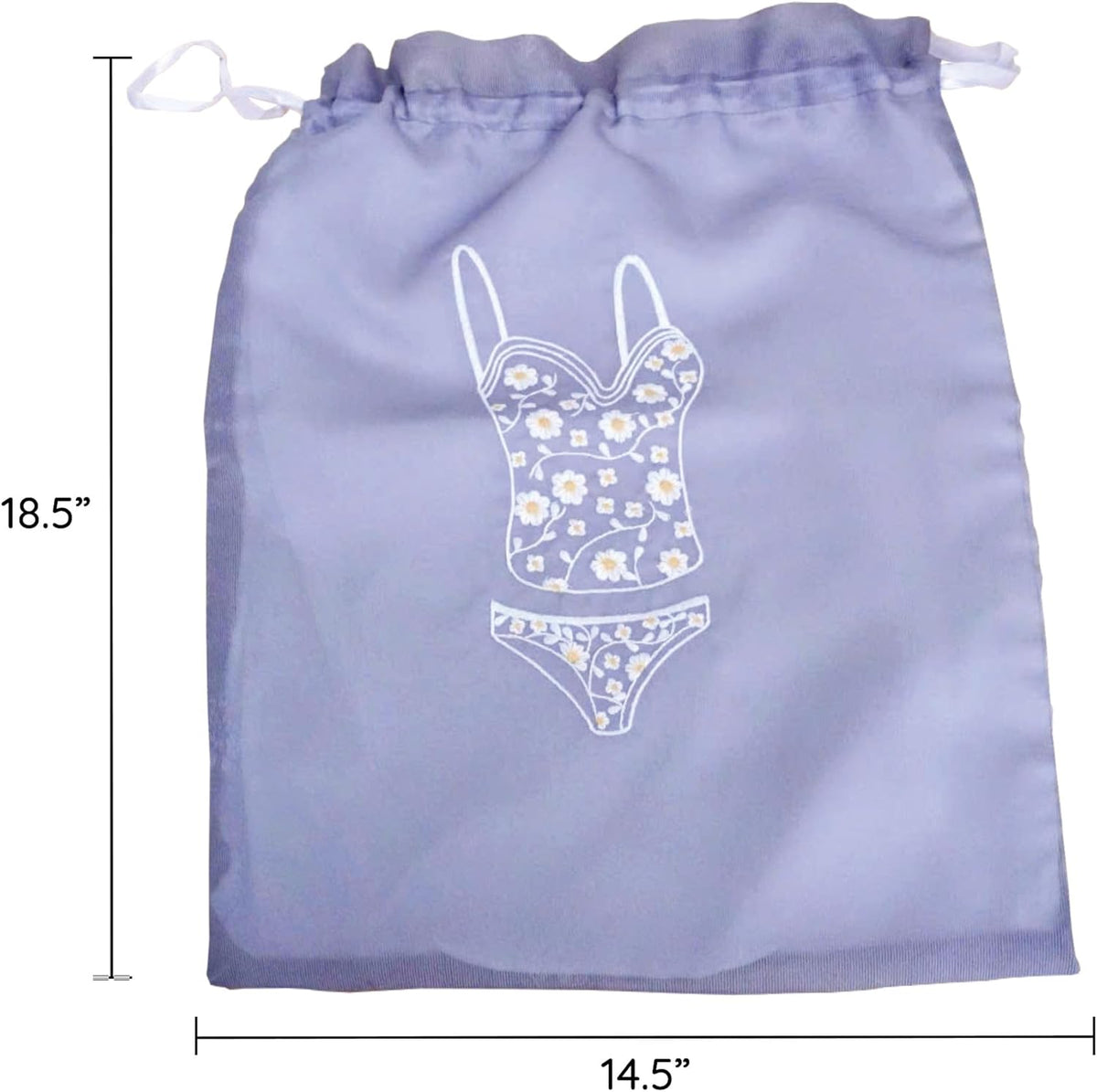 Lingerie Bag for Travel Set of 3, Women Lingerie Storage Bags with Drawstrings, Double-Layered Polyester Beach Bags for Swimwear, Underwear & Storage, 15x15 Inches (Green-Gray-Teal)