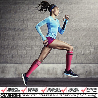 CHARMKING Compression Socks for Women & Men Circulation (8 Pairs) 15-20 mmHg Best Calf Socks Support for Athletic Cycling - Colors A