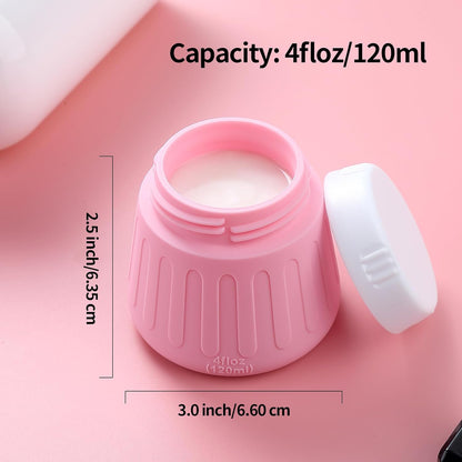 Gemice 4 OZ/120ML Travel Size Containers for Toiletries, Leak-Proof Silicone Slime Jars with Lids, BPA Free Small Round Cosmetic Slime Container for Lotion, Cream, Ointments, Travel Storage (4 Pack)