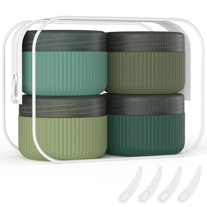 ME.FAN Travel Containers for Toiletries, TSA Approved 1.5 oz Silicone Cream Jars, Leak-proof Journey Containers, Trip Accessories with Lid for Cosmetic Face Hand 4 Pack White Lid - Morandi