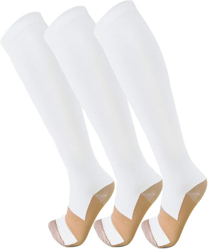 FuelMeFoot 3 Pack Copper Compression Socks - Compression Socks Women & Men Circulation - Best for Medical,Running,Athletic